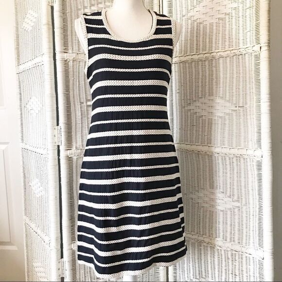 Max Studio Nautical Navy White Striped Dress L - Picture 5 of 11